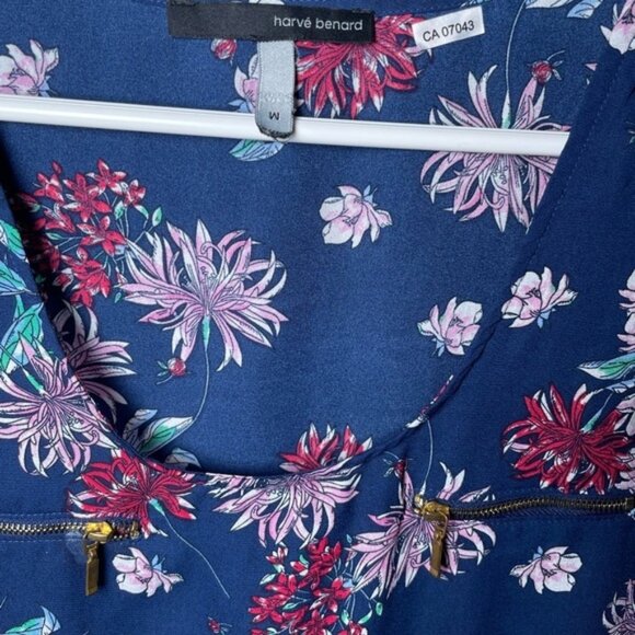 Harvé Benard Medium Tank Blouse Sleeveless Tops Floral Contemporary Shirt Navy M - Picture 6 of 8